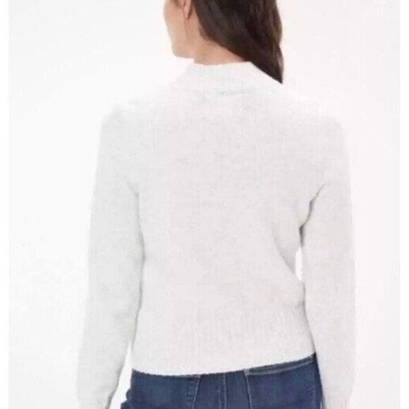 NWT American Eagle Outfitters Gray Smiley Graphic Mock Neck Sweater Medium M - Picture 3 of 10